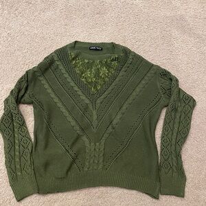 Green Lace Detail Sweater
